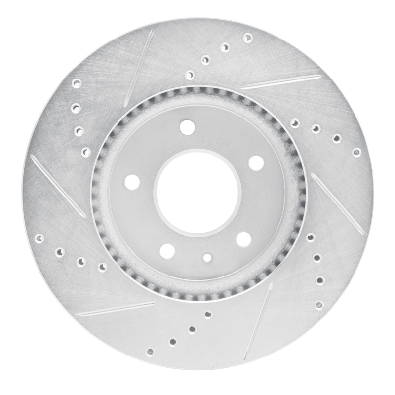 Chevrolet Equinox Brake Rotor (1) - Front Right - R1 Concepts - Drilled & Slotted - Silver - `07-`15